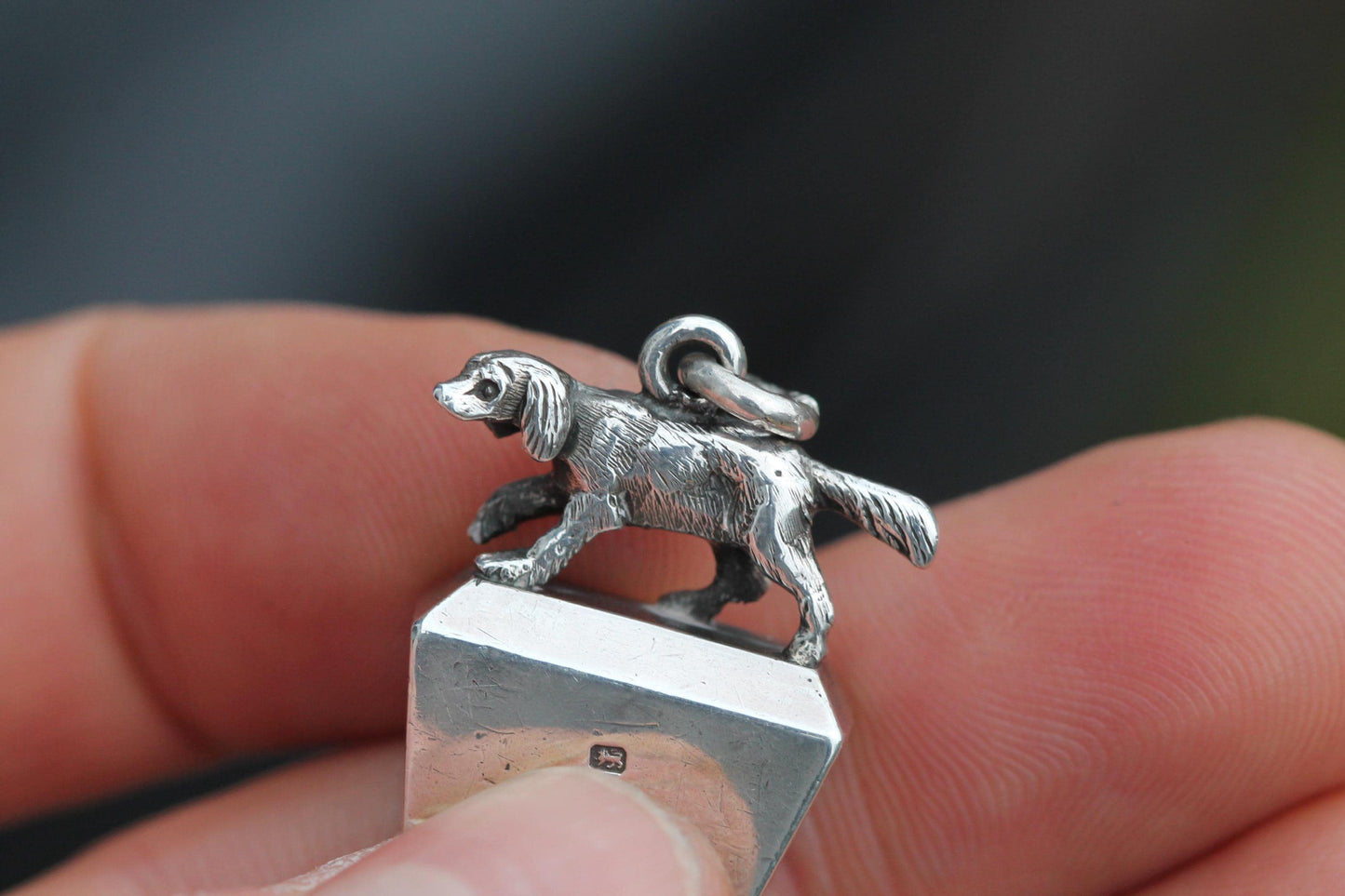 Antique Sterling Silver Hunting Dog Whistle, 1881