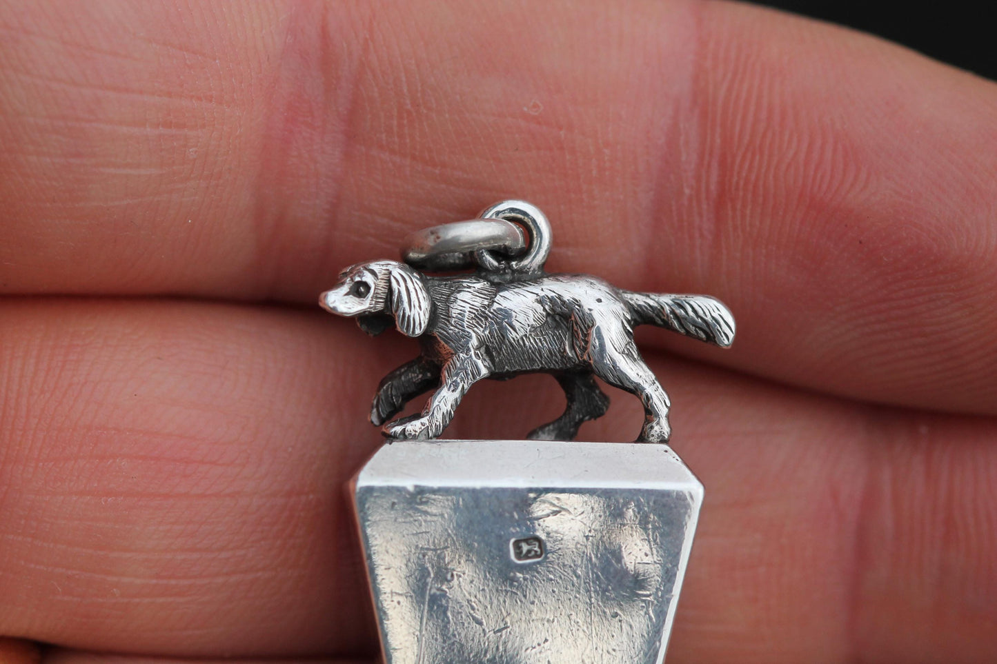 Antique Sterling Silver Hunting Dog Whistle, 1881