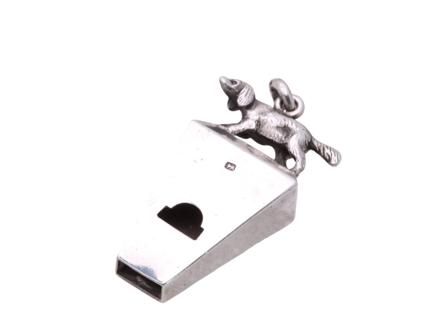 Antique Sterling Silver Hunting Dog Whistle, 1881