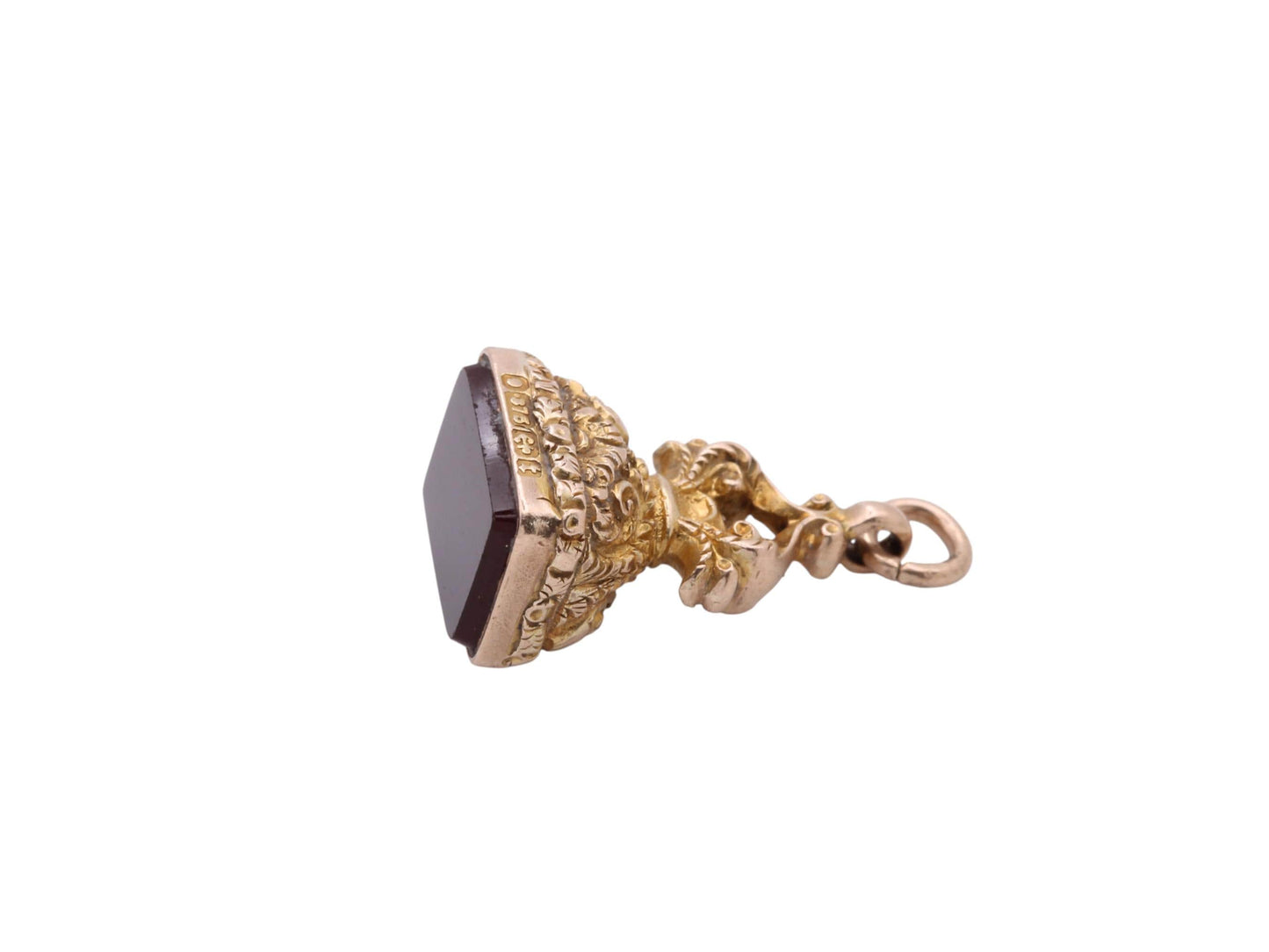 Antique 9ct Gold Chased Carnelian Pendant, 1893