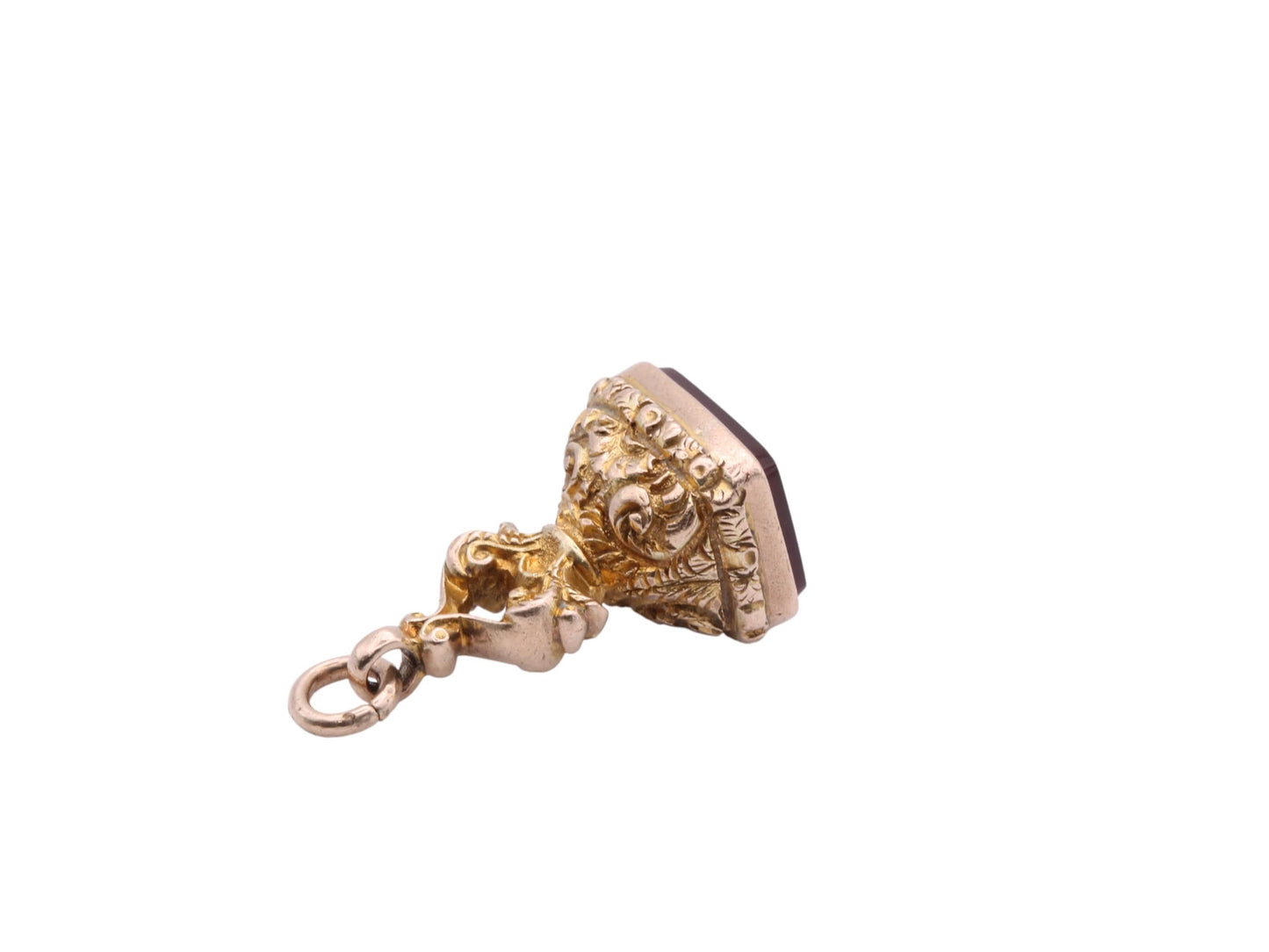 Antique 9ct Gold Chased Carnelian Pendant, 1893