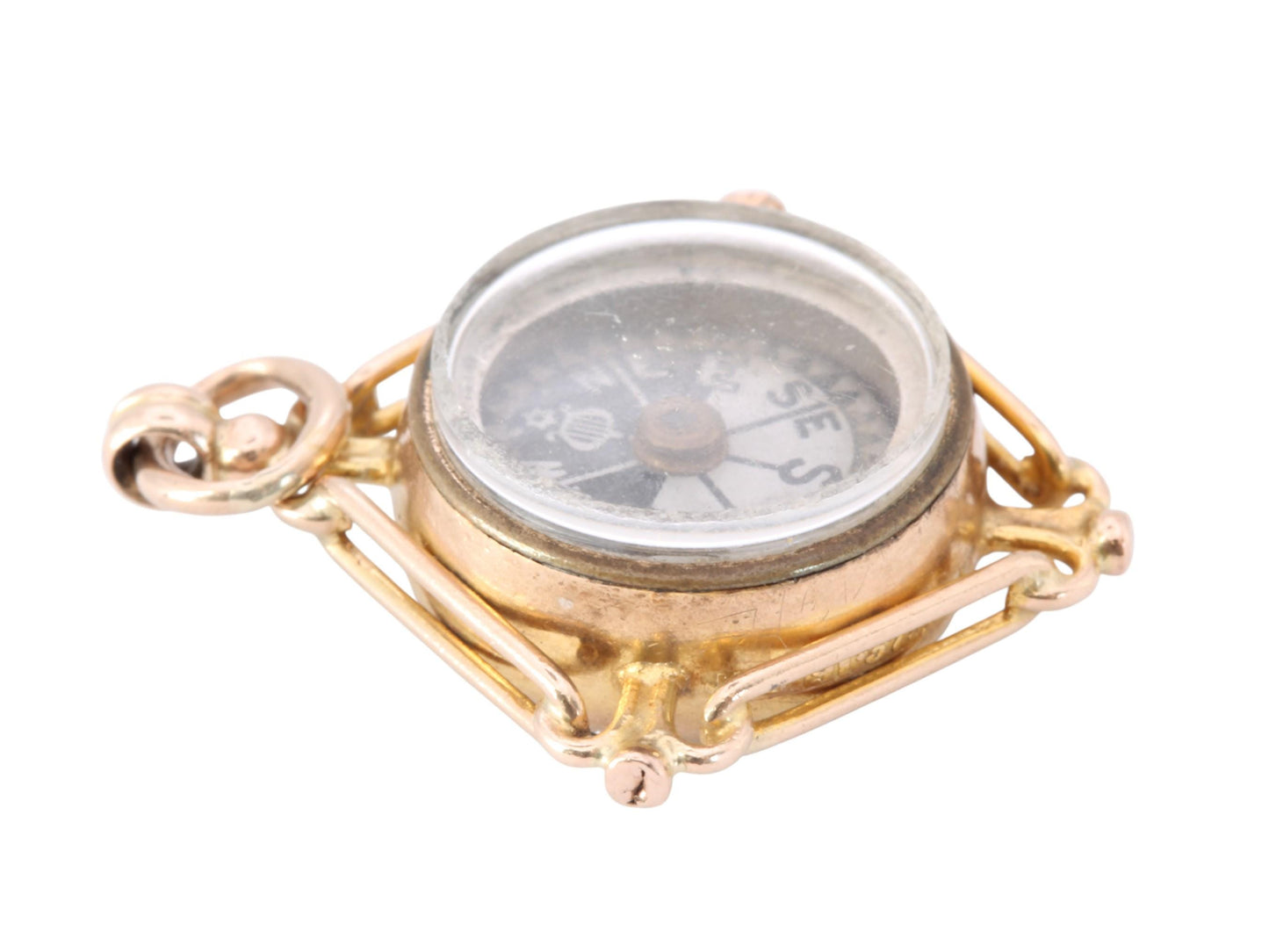 Antique 9ct Gold Carnelian Compass Pendant