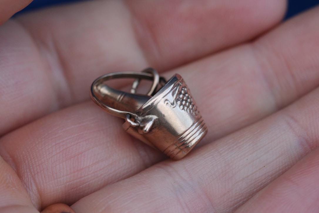 Vintage 9ct Gold Champagne Bucket Celebration Charm, 1963