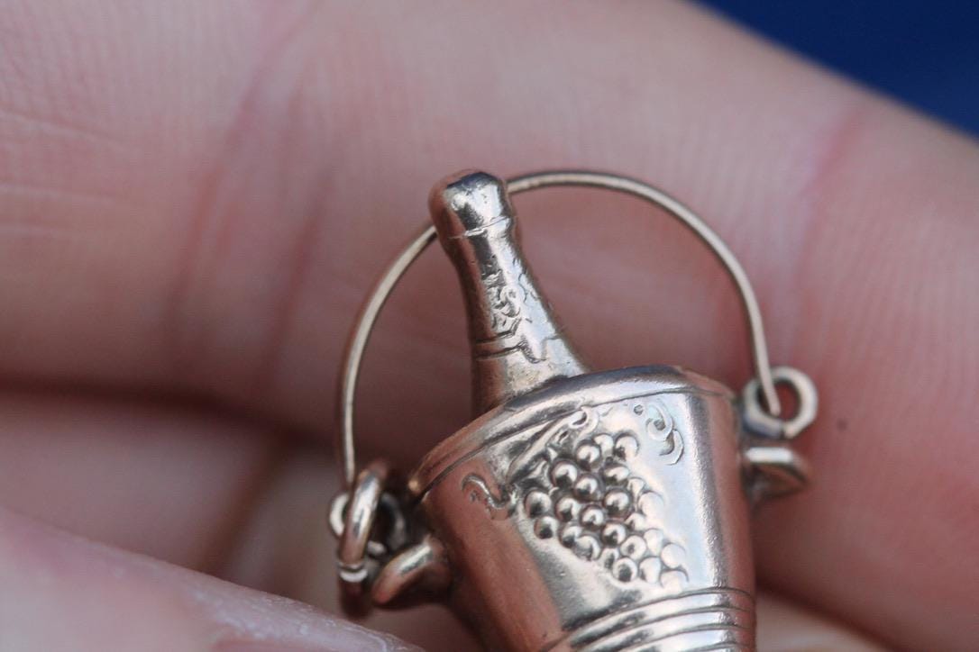 Vintage 9ct Gold Champagne Bucket Celebration Charm, 1963