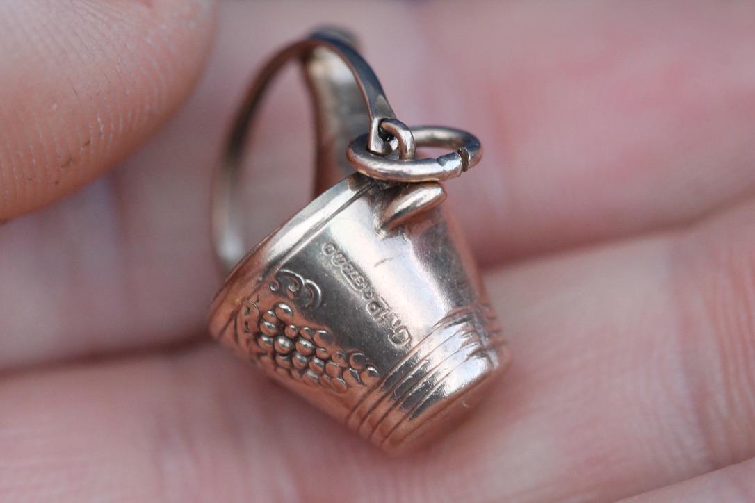 Vintage 9ct Gold Champagne Bucket Celebration Charm, 1963