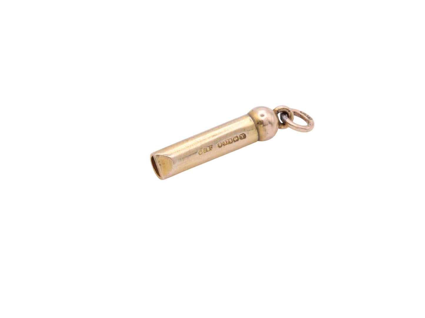 Vintage 9ct Yellow Gold Miniature Dog Whistle Charm