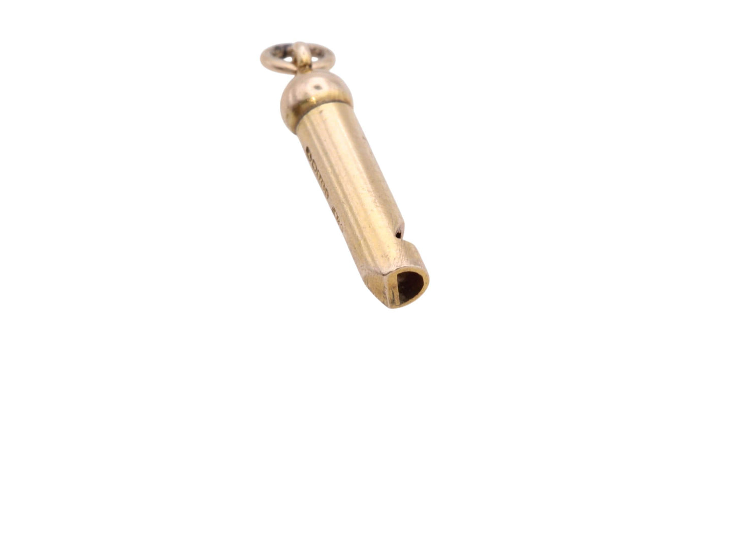 Vintage 9ct Yellow Gold Miniature Dog Whistle Charm