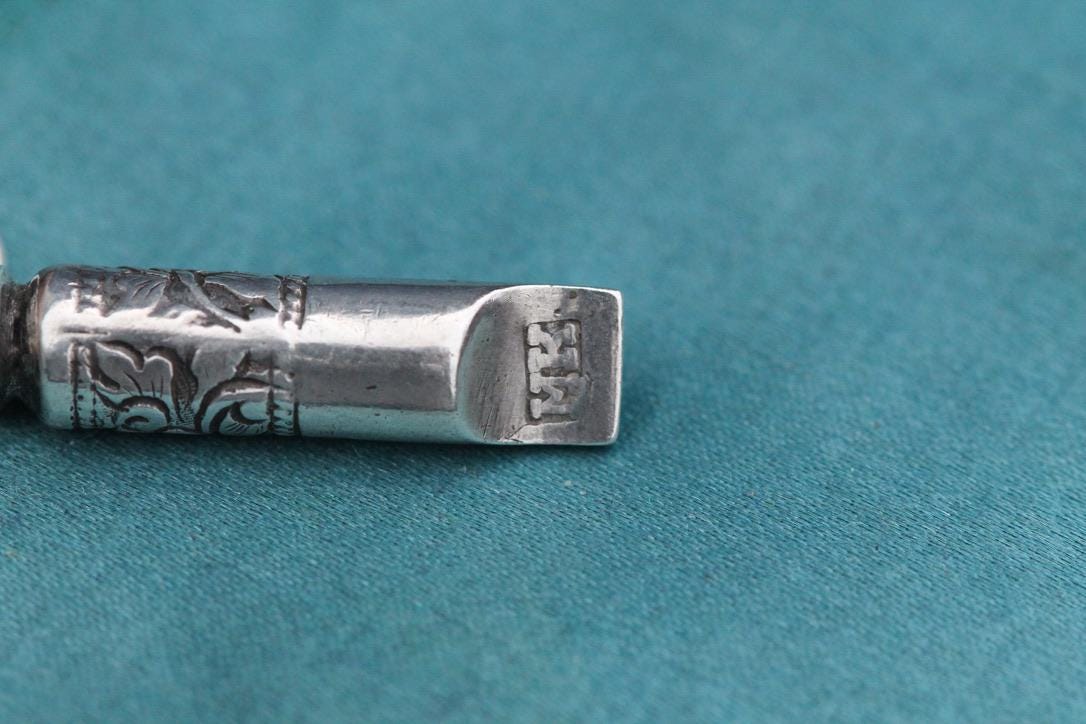 Antique Sterling Silver Chinese Chased Whistle