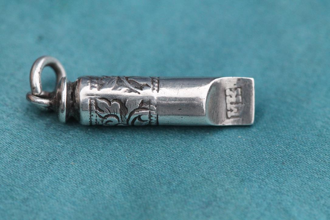 Antique Sterling Silver Chinese Chased Whistle