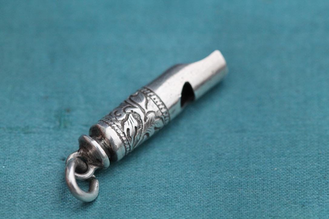 Antique Sterling Silver Chinese Chased Whistle
