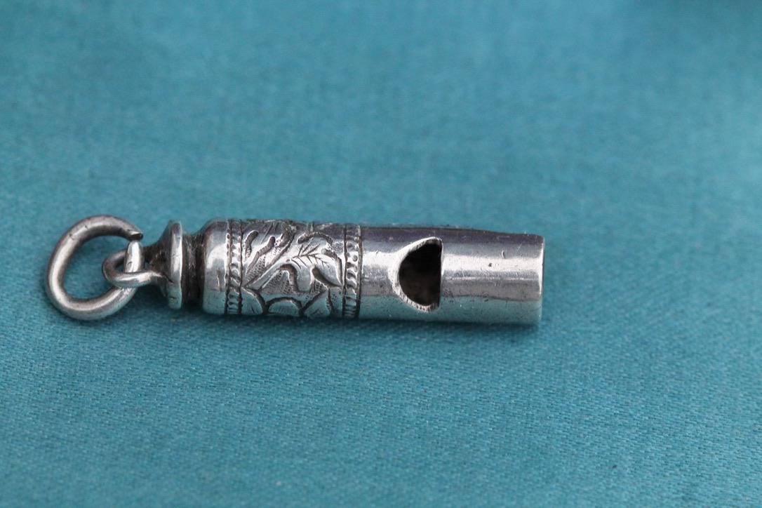 Antique Sterling Silver Chinese Chased Whistle