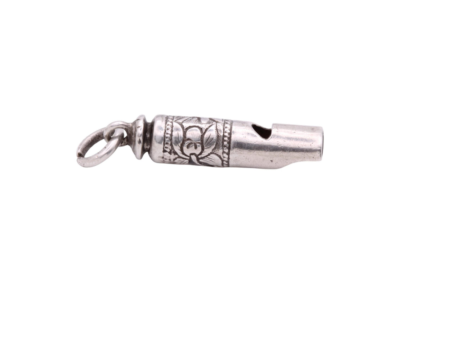 Antique Sterling Silver Chinese Chased Whistle