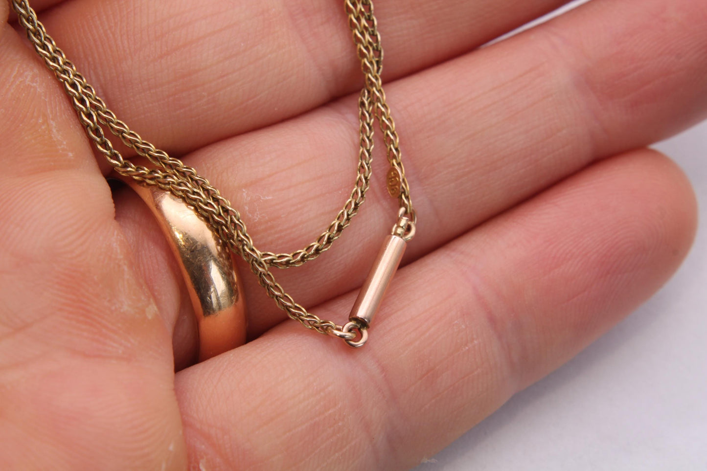 Antique 9ct Yellow Gold Foxtail Link Necklace, 17.75"