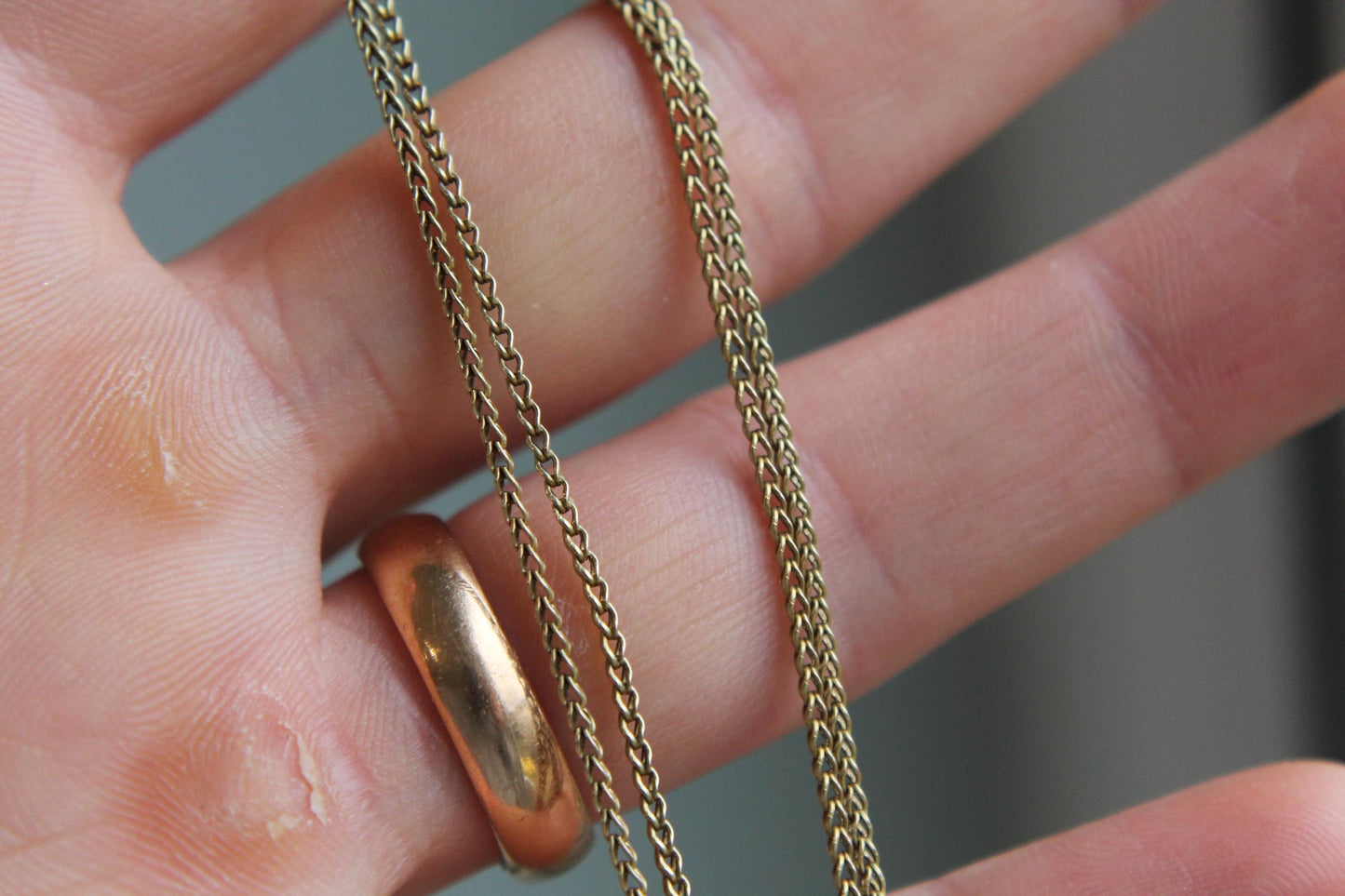 Antique 9ct Yellow Gold Foxtail Link Necklace, 17.75"