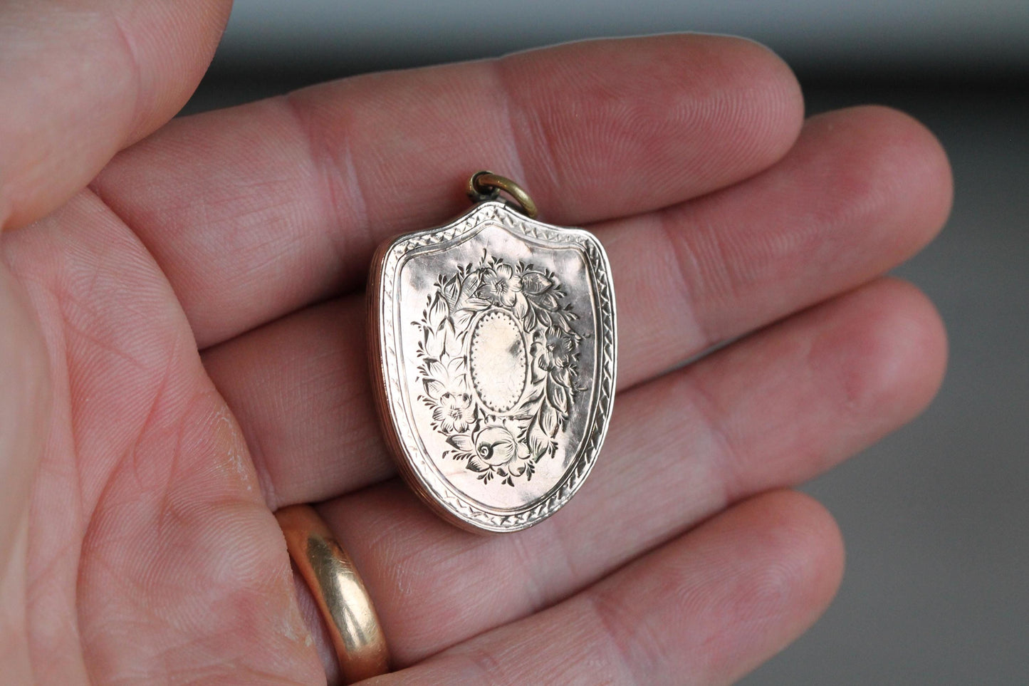 Antique 9ct Gold Bloodstone Shield Locket