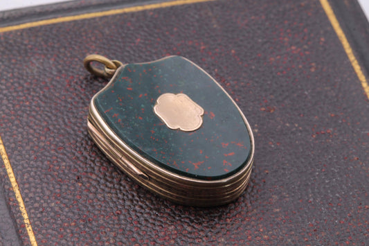 Antique 9ct Gold Bloodstone Shield Locket