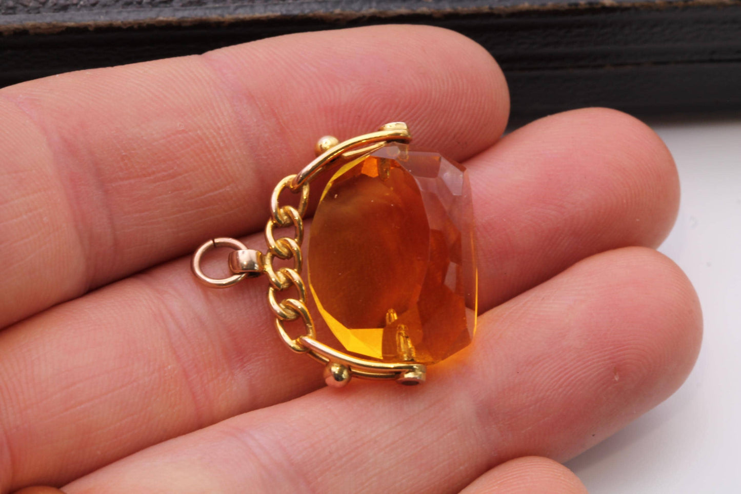 Antique 9ct Yellow Gold Citrine Spinner