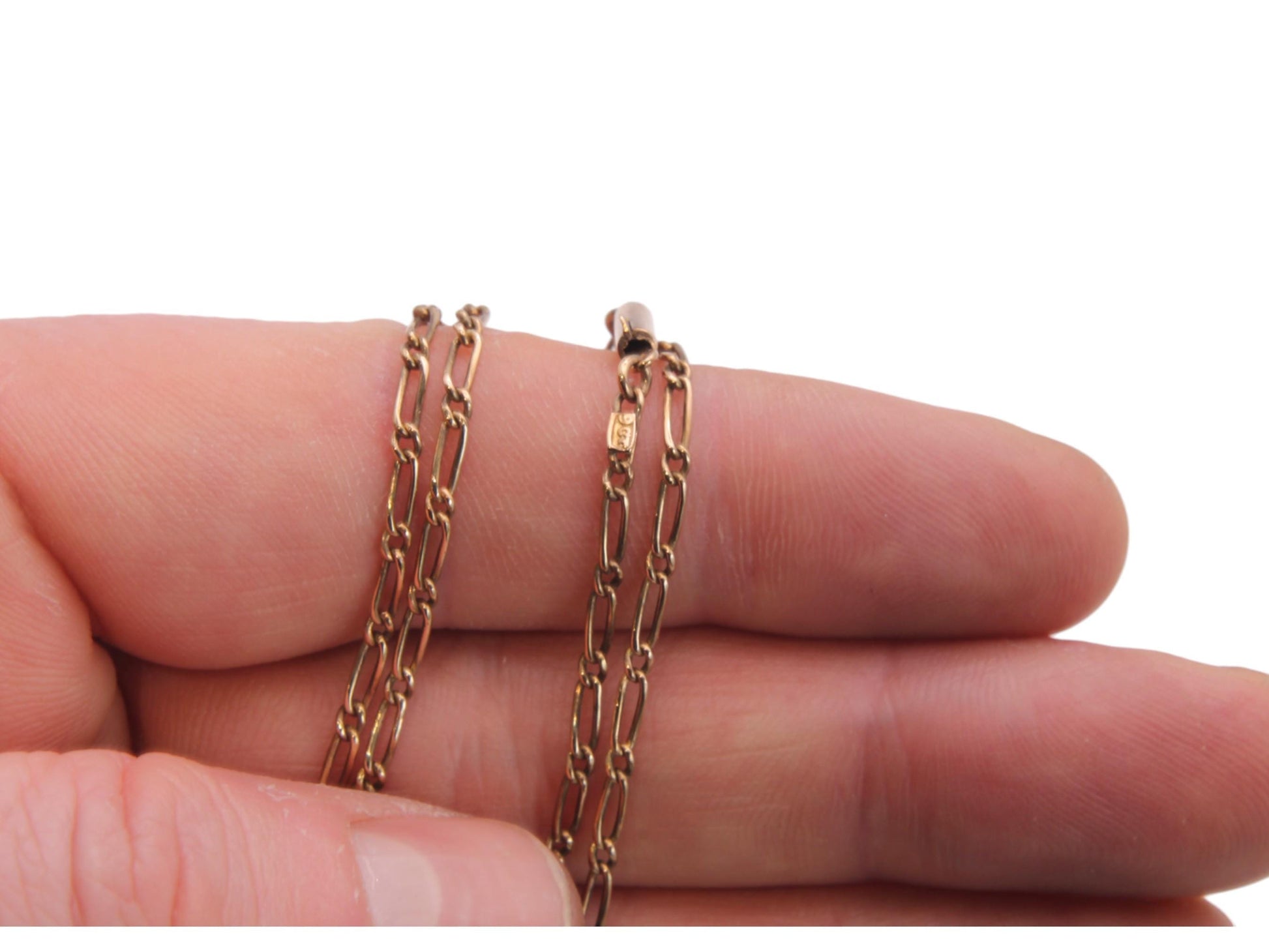 Antique-9ct-Gold-Paste-Locket-And-Necklace-Original-Box,-15.75"