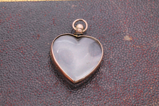 Antique 9ct Gold Heart Glass Locket Pendant, 1903