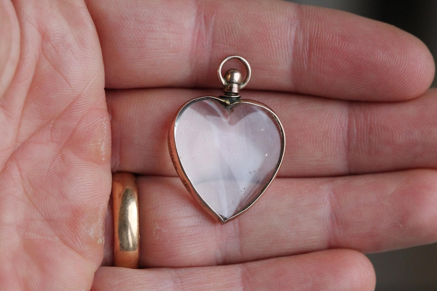 Antique 9ct Gold Heart Glass Locket Pendant, 1903