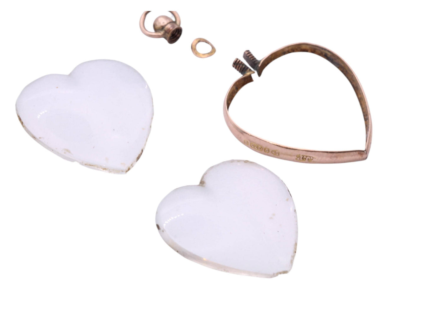 Antique 9ct Gold Heart Glass Locket Pendant, 1903