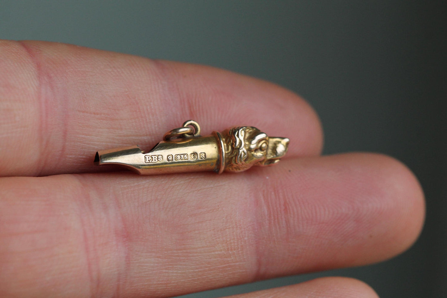 Antique 9ct Yellow Gold Hunting Dog Whistle, 1900