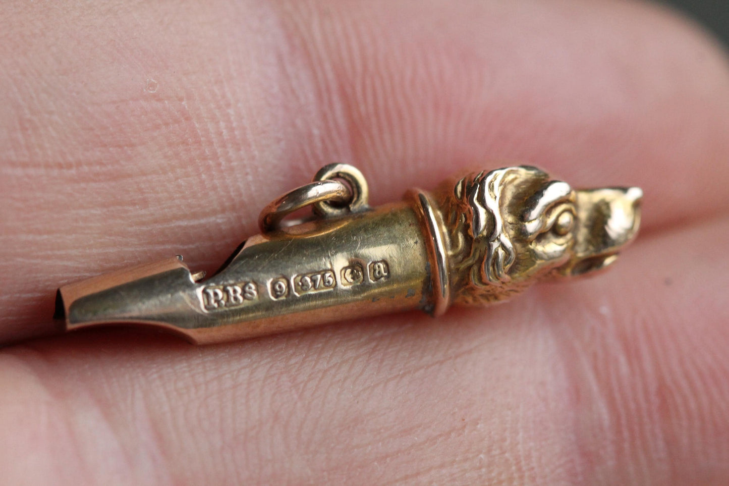 Antique 9ct Yellow Gold Hunting Dog Whistle, 1900