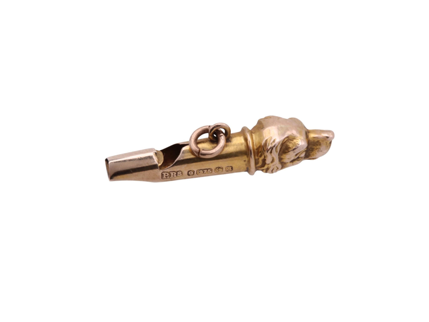 Antique 9ct Yellow Gold Hunting Dog Whistle, 1900