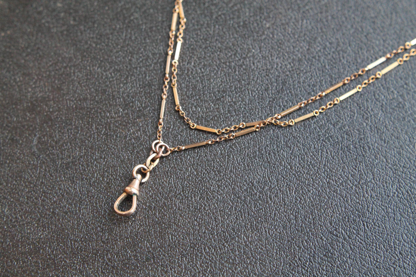 Antique 9ct Rolled Gold Bar Link Long Guard Necklace, 54"