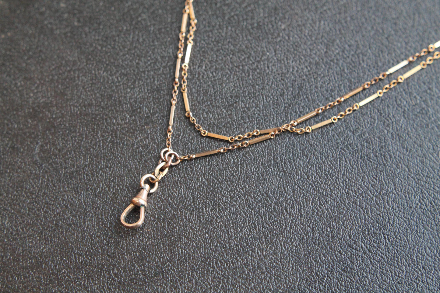 Antique 9ct Rolled Gold Bar Link Long Guard Necklace, 54"