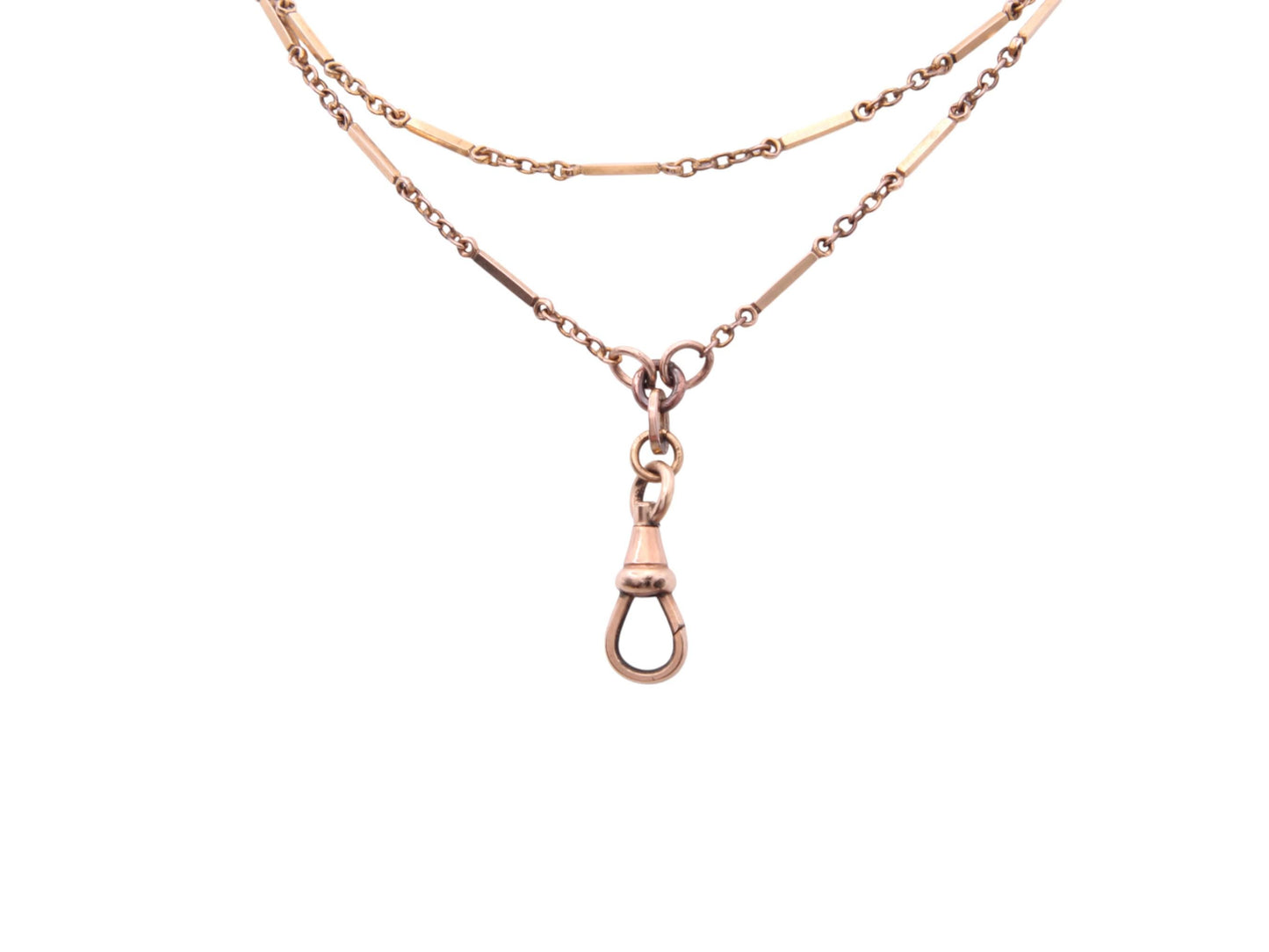 Antique 9ct Rolled Gold Bar Link Long Guard Necklace, 54"