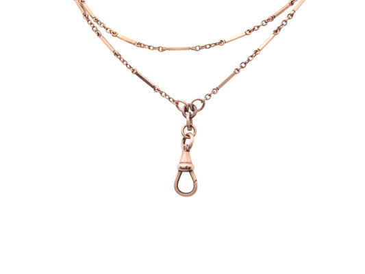 Antique 9ct Gold Bar Link Long Guard Necklace, 54"