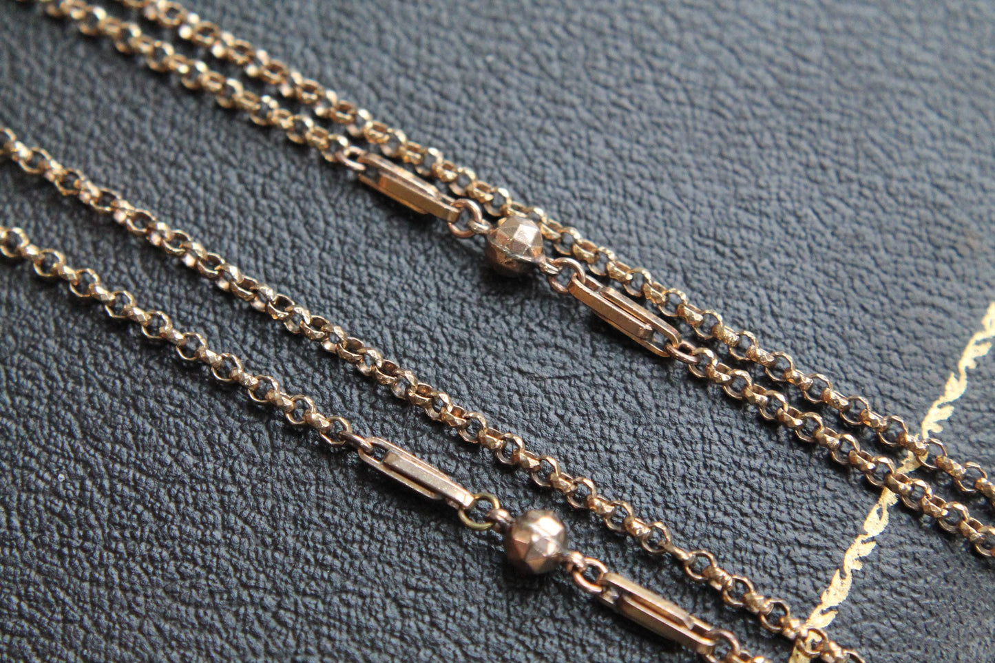 Antique 18ct Gold Filled Fetter Ball Link Long Guard, 53"