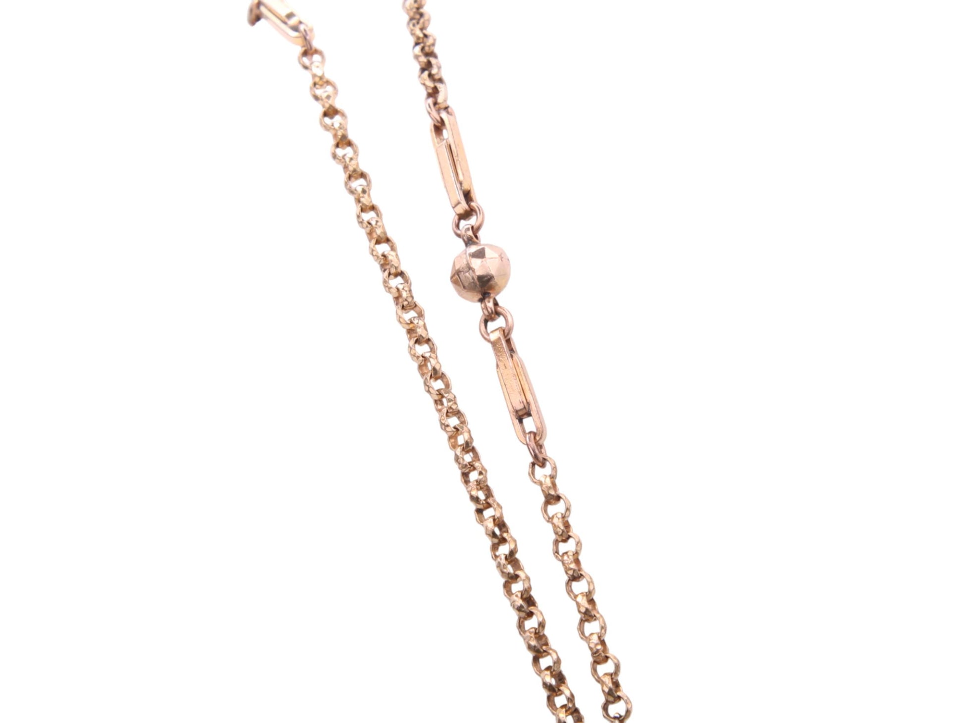 Antique-18ct-Gold-Filled-Fetter-Ball-Link-Long-Guard,-53"