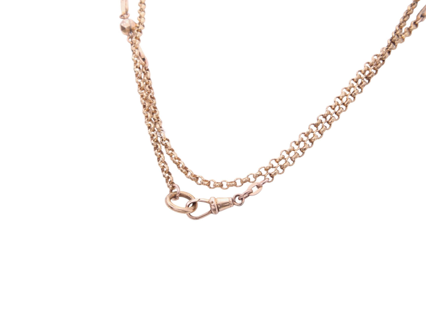 Antique 18ct Gold Filled Fetter Ball Link Long Guard, 53"