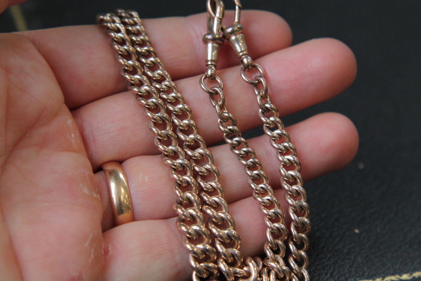 Antique 18ct Rolled Gold Double Albert Necklace Chain | 16"