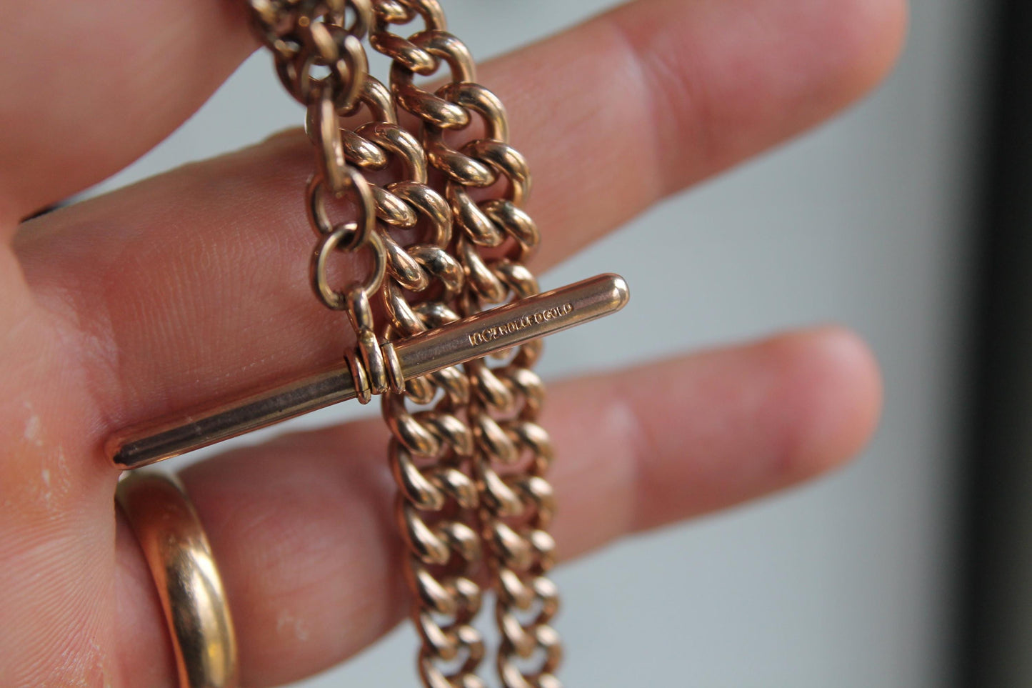 Antique 18ct Rolled Gold Double Albert Necklace Chain | 16"