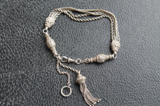 Antique Sterling Silver Albertina Bracelet With Tassel