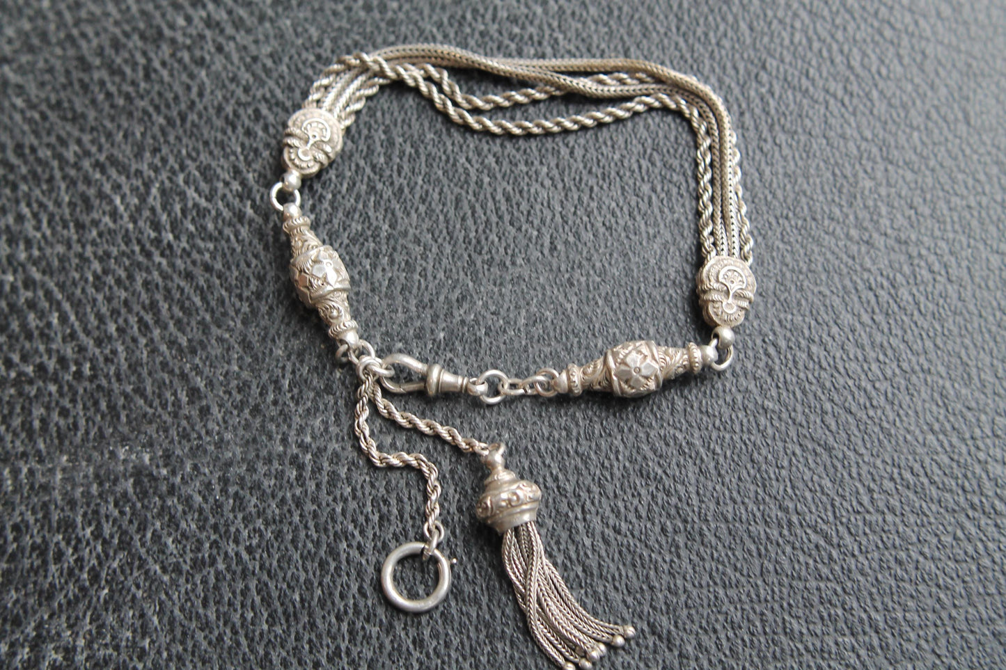 Antique Sterling Silver Albertina Bracelet With Tassel