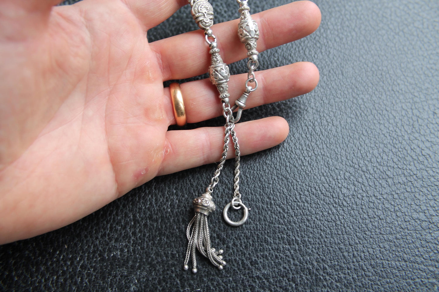 Antique Sterling Silver Albertina Bracelet With Tassel