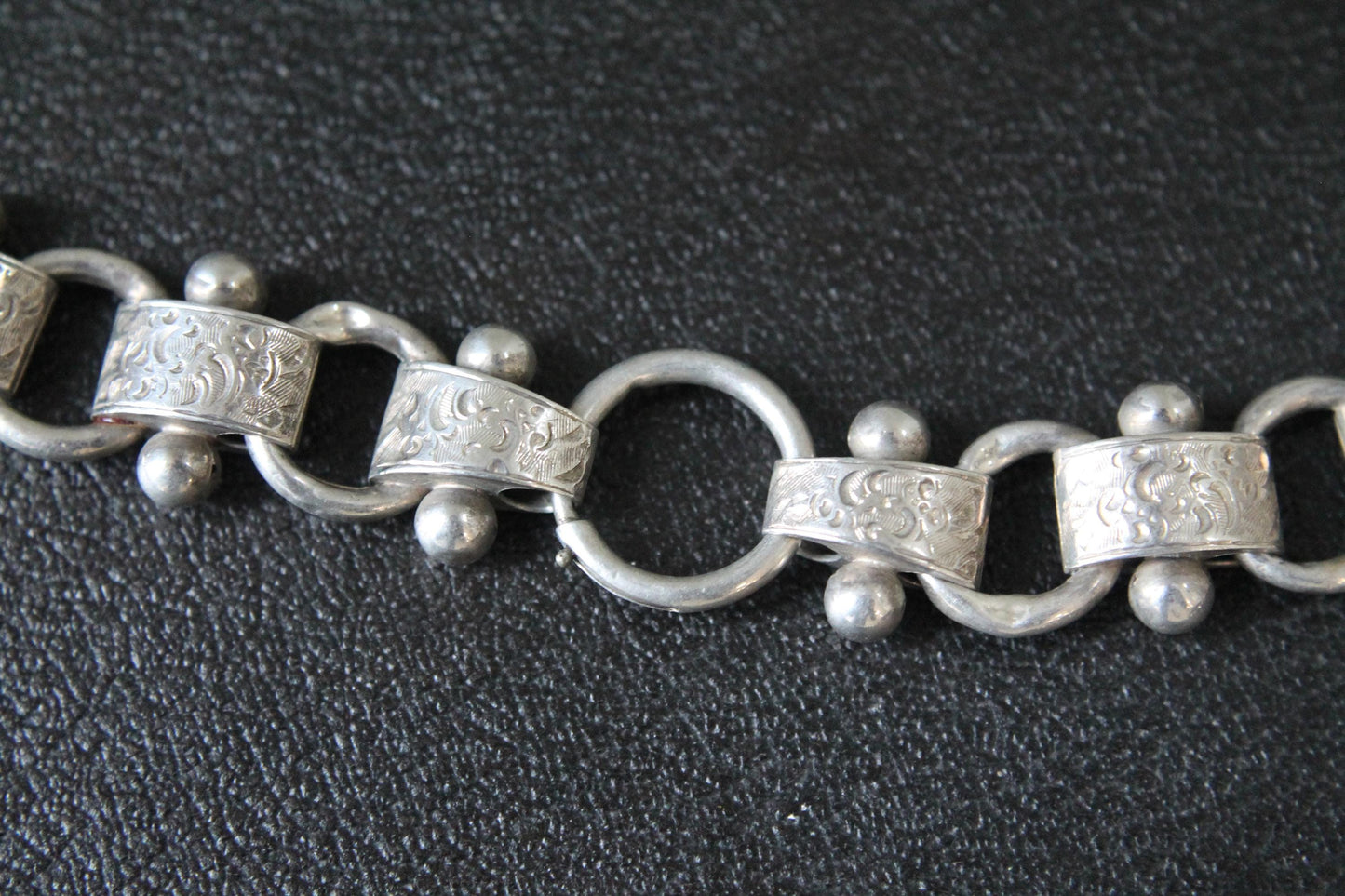 Antique Sterling Silver Bookchain Collar Locket Necklace, 18.5"