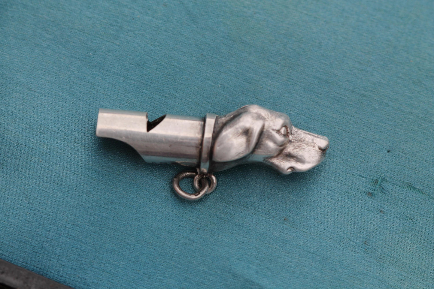 Antique Sterling Silver Pointer Dog Hunting Whistle, 1886