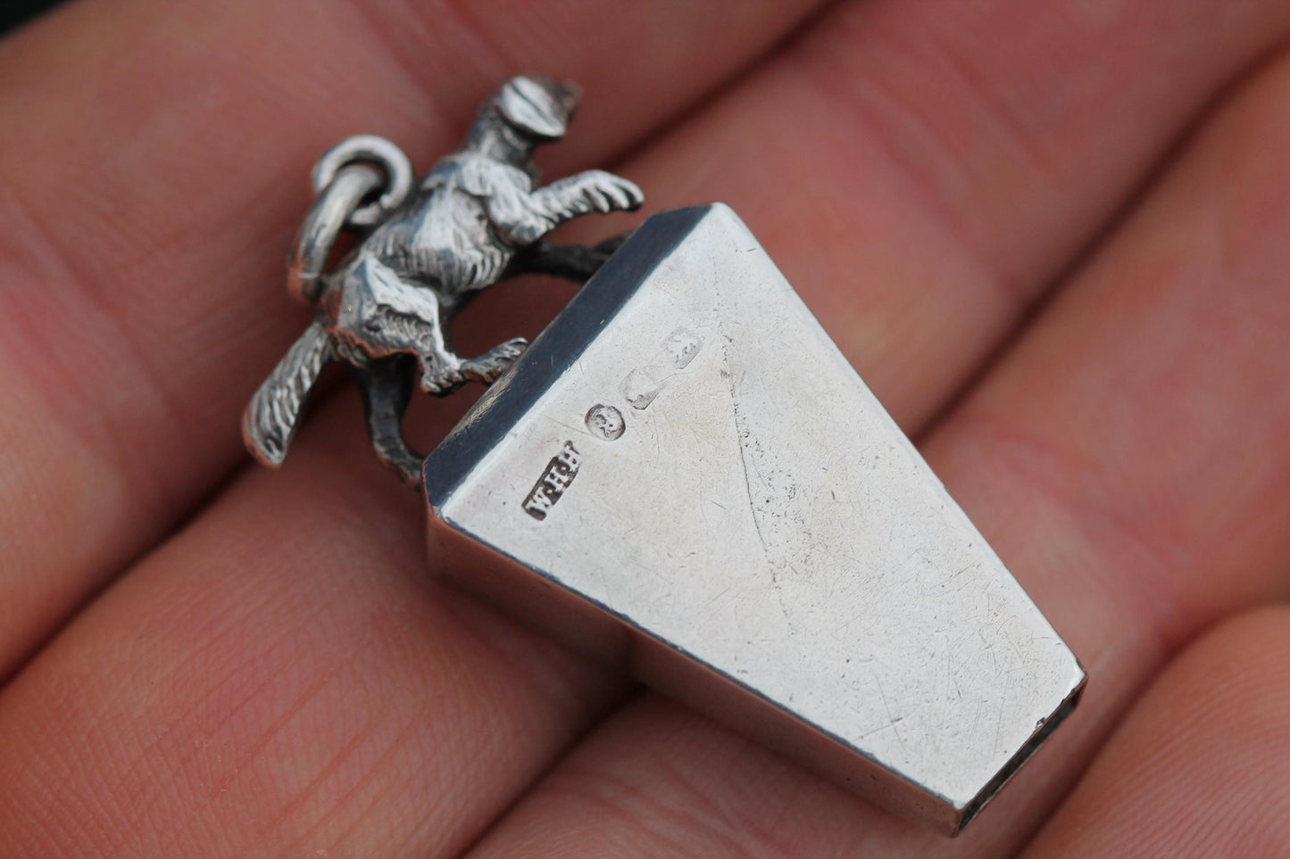 Antique Sterling Silver Hunting Dog Whistle, 1881