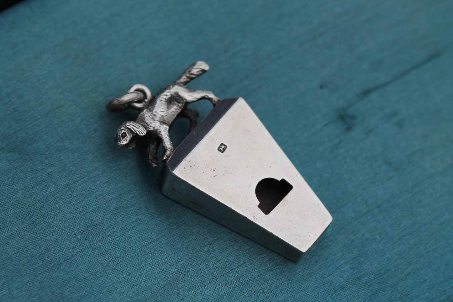 Antique Sterling Silver Hunting Dog Whistle, 1881