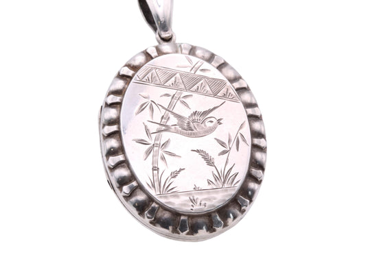 Antique Sterling Silver Swallow Locket