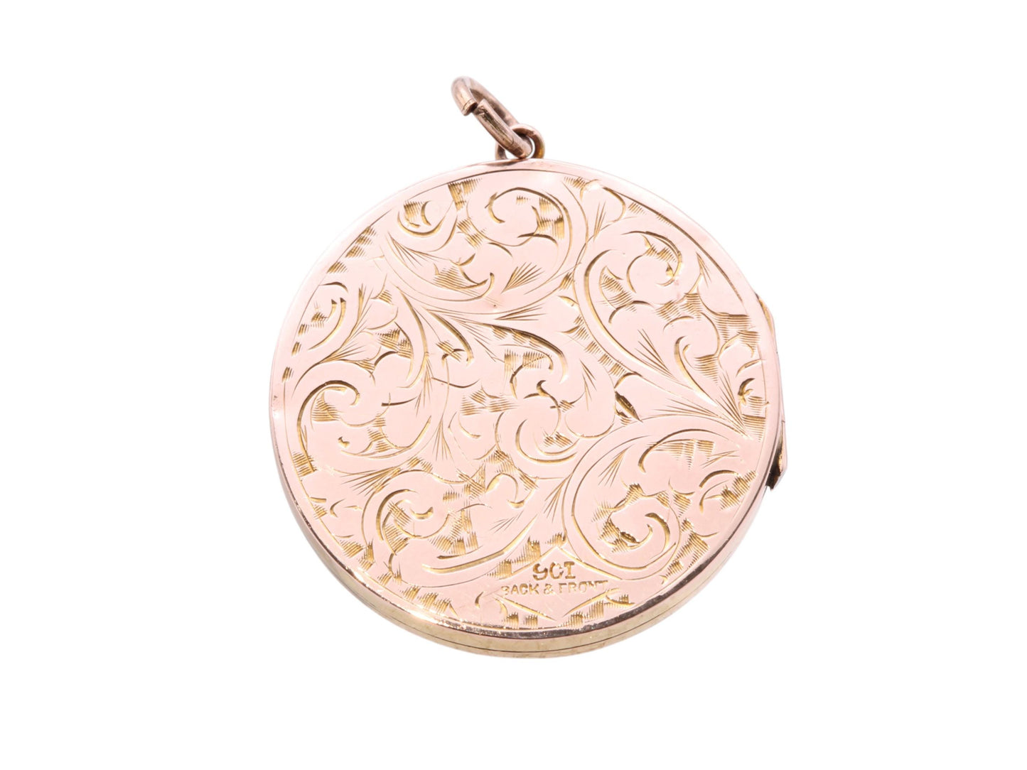 Antique 9ct Gold Chased Floral Locket