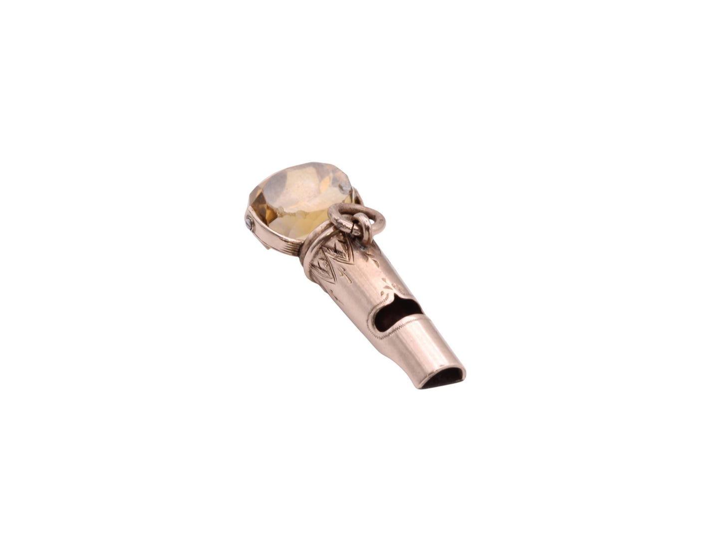 Antique 9ct Gold Citrine Spinner Whistle