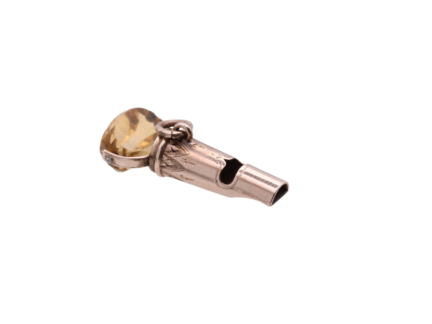 Antique 9ct Gold Citrine Spinner Whistle