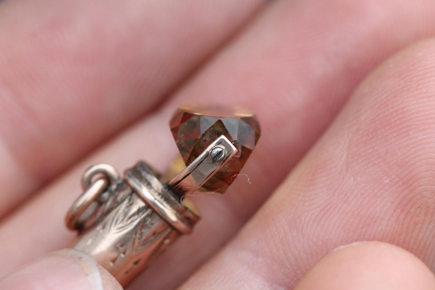 Antique 9ct Gold Citrine Spinner Whistle
