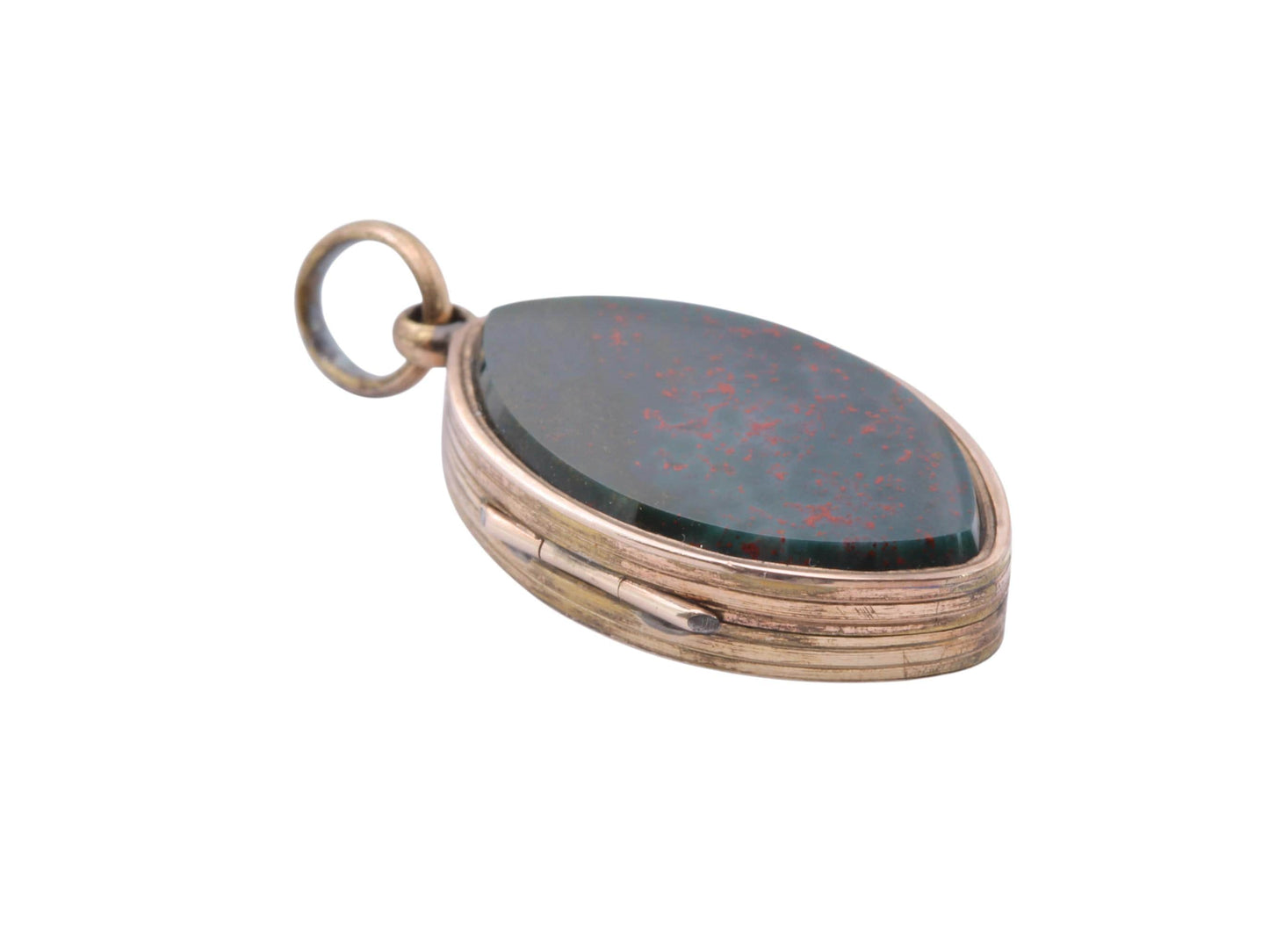 Antique 9ct Gold Bloodstone Chased Forget Me Not Locket